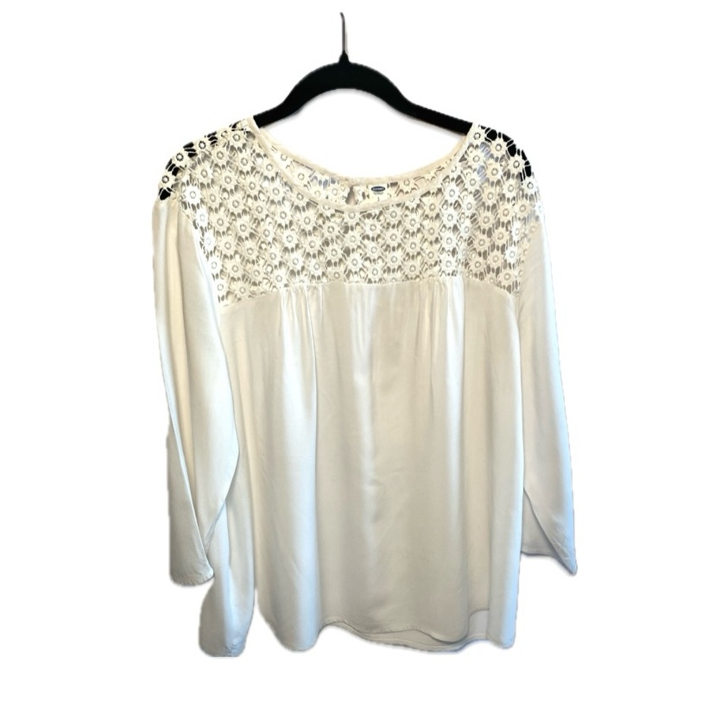 Old Navy Long Sleeve White Lace Blouse Size Large